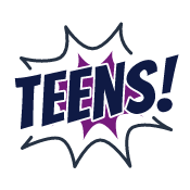 Teens quick link icon stylized with comic book style graphic with color to depict hover state
